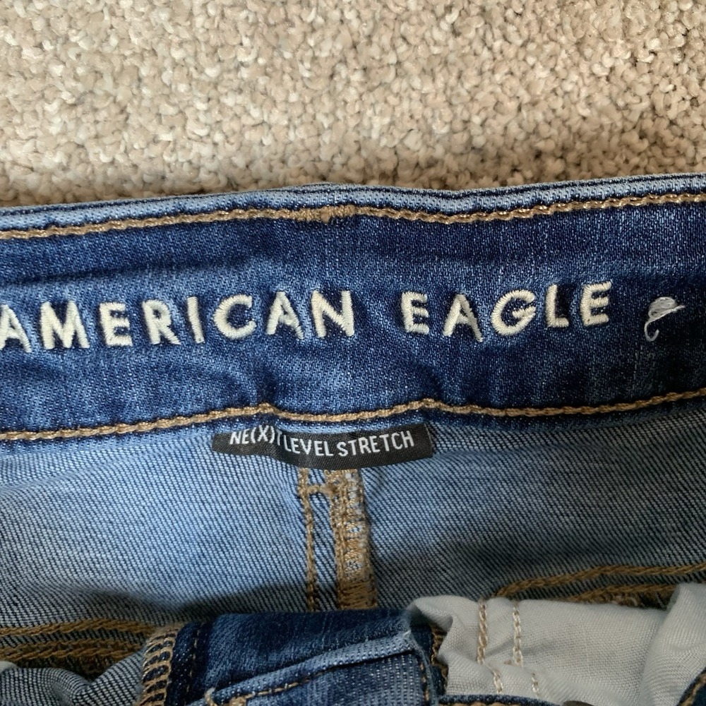 American Eagle Outfitters Women Hi Rise Denim Mini Skirt Blue Stretch Size 00 XS - Picture 3 of 7